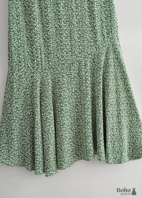 Boho Skirts in Green Garden For Women